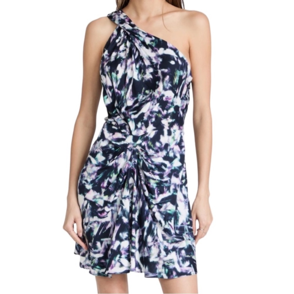 IRO | Kevals One Shoulder Navy Multicolor One Shoulder Dress | 42 = US 10 NWT